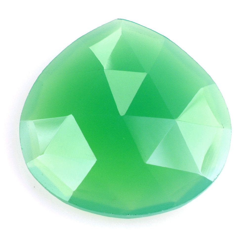 DYED CHRYSOPRASE CHALCEDONY ROSE CUT BRIOLETTE HEART 22MM 17.59 Cts.