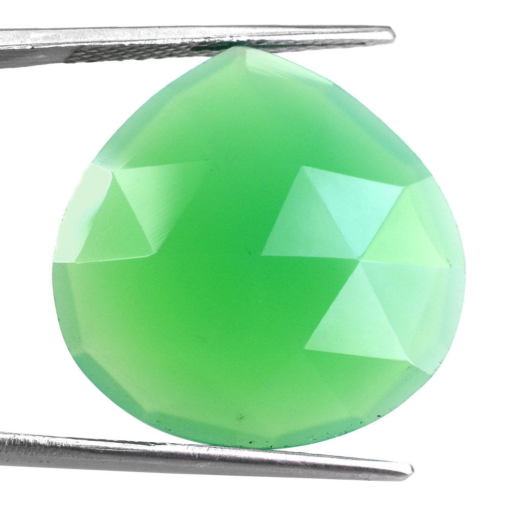 DYED CHRYSOPRASE CHALCEDONY ROSE CUT BRIOLETTE HEART 22MM 17.59 Cts.
