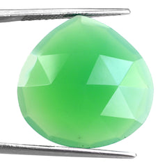 DYED CHRYSOPRASE CHALCEDONY ROSE CUT BRIOLETTE HEART 22MM 17.59 Cts.
