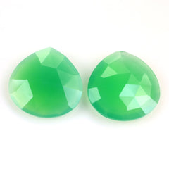 DYED CHRYSOPRASE CHALCEDONY ROSE CUT BRIOLETTE HEART 22MM 17.59 Cts.