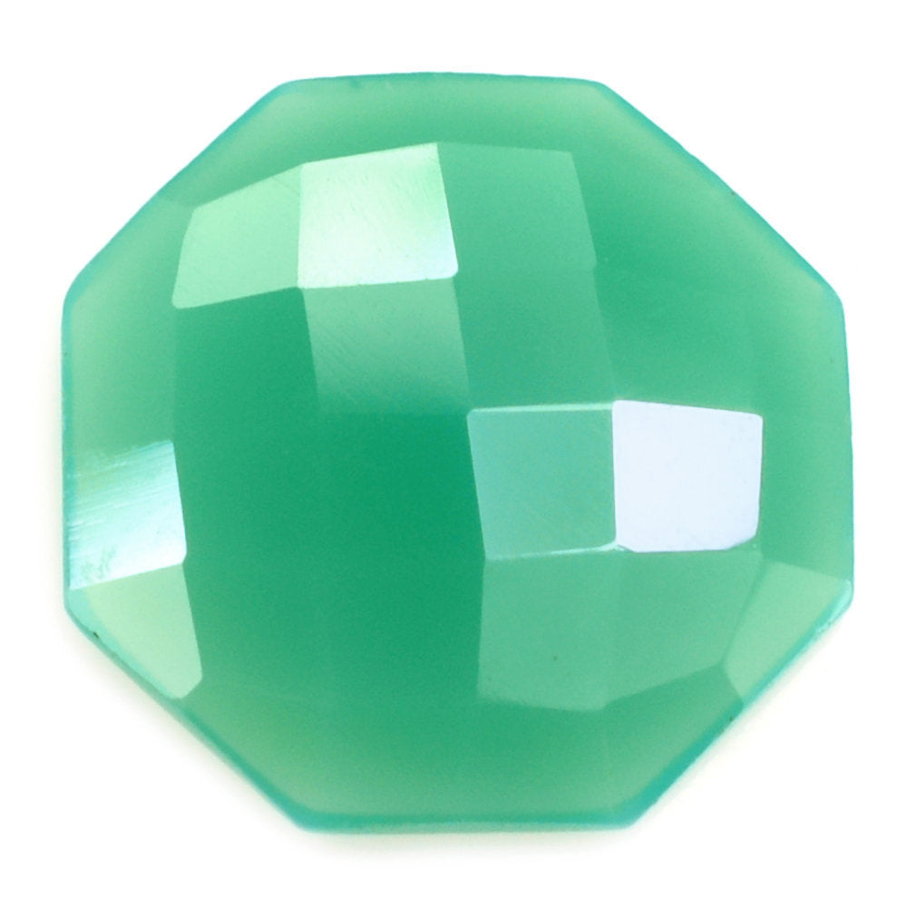 CHRYSOPRASE CHALCEDONY CHECKER OCTAGON CAB 15MM 5.68 Cts.