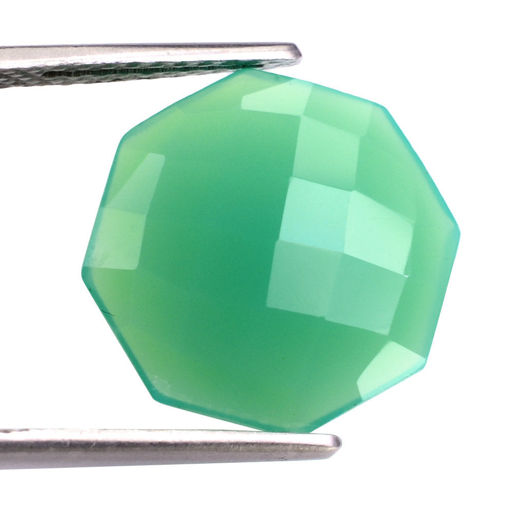 CHRYSOPRASE CHALCEDONY CHECKER OCTAGON CAB 15MM 5.68 Cts.