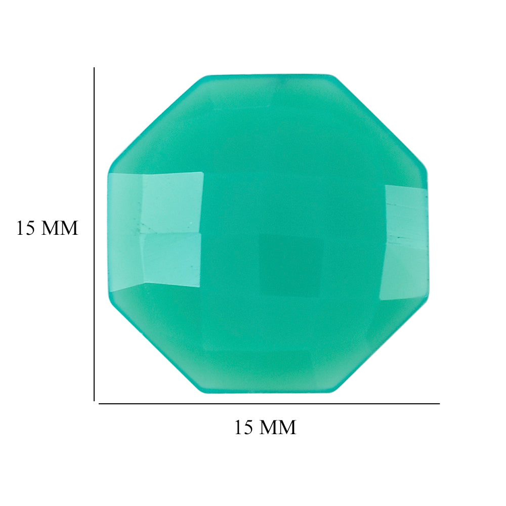 CHRYSOPRASE CHALCEDONY CHECKER OCTAGON CAB 15MM 5.68 Cts.