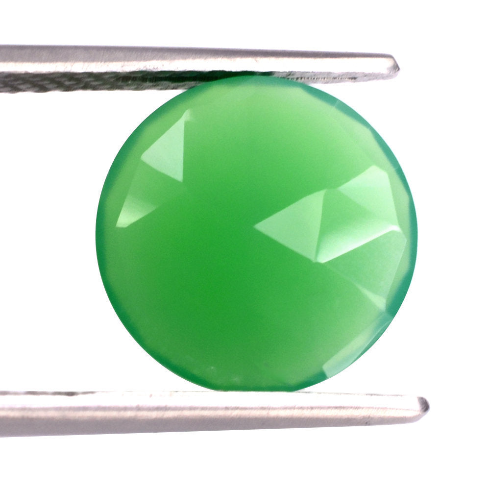 CHRYSOPRASE CHALCEDONY ROSE CUT BRIOLETTE ROUND 12MM 3.66 Cts.