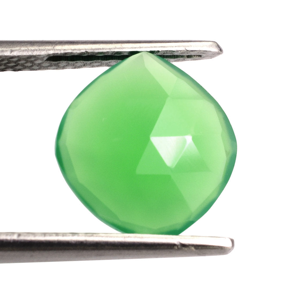 CHRYSOPRASE CHALCEDONY ROSE CUT BRIOLETTE IRREGULAR CUSHION 12X11.50MM 2.93 Cts.