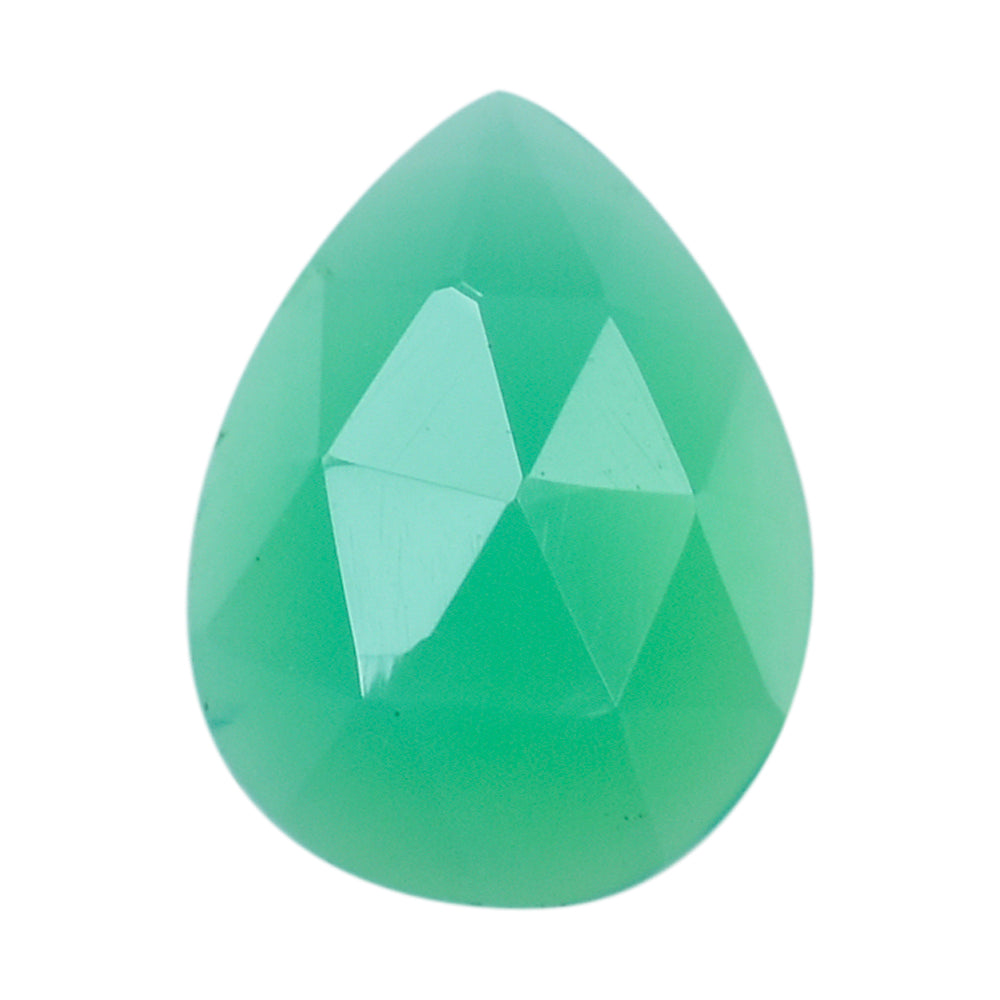 DYED CHRYSOPRASE CHALCEDONY ROSE CUT PEAR CAB 8X6MM 1.00 Cts.