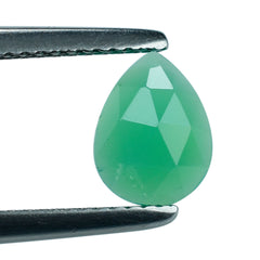 DYED CHRYSOPRASE CHALCEDONY ROSE CUT PEAR CAB 8X6MM 1.00 Cts.