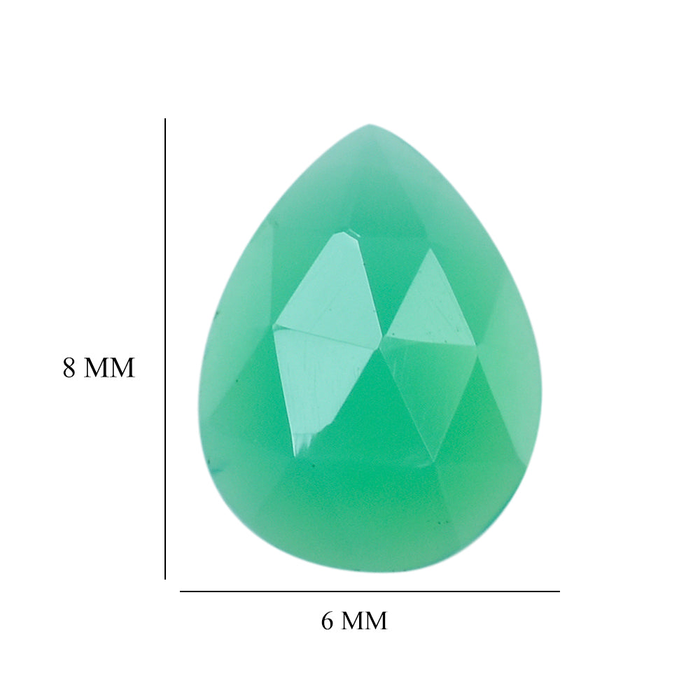 DYED CHRYSOPRASE CHALCEDONY ROSE CUT PEAR CAB 8X6MM 1.00 Cts.