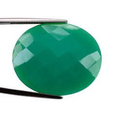 DYED CHRYSOPRASE CHALCEDONY CHECKER OVAL CAB 30X25MM 26.06 Cts.