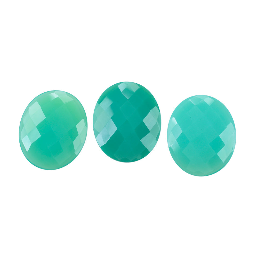 DYED CHRYSOPRASE CHALCEDONY CHECKER OVAL CAB 30X25MM 26.06 Cts.