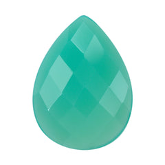 DYED CHRYSOPRASE CHALCEDONY CHECKER PEAR CAB 18X13MM 5.52 Cts.