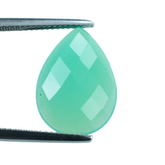 DYED CHRYSOPRASE CHALCEDONY CHECKER PEAR CAB 18X13MM 5.52 Cts.