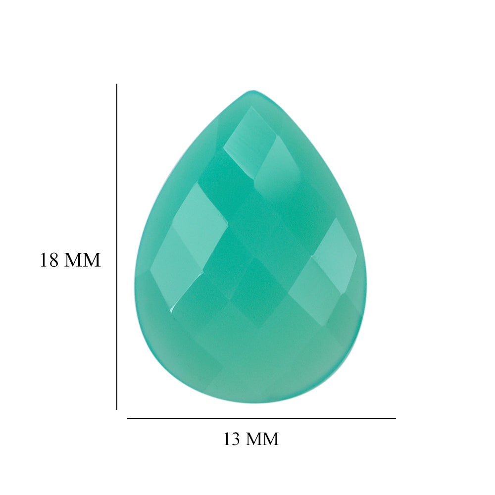 DYED CHRYSOPRASE CHALCEDONY CHECKER PEAR CAB 18X13MM 5.52 Cts.