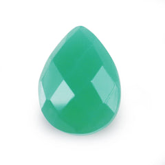 DYED CHRYSOPRASE CHALCEDONY CHECKER PEAR CAB 8X6MM 1.14 Cts.