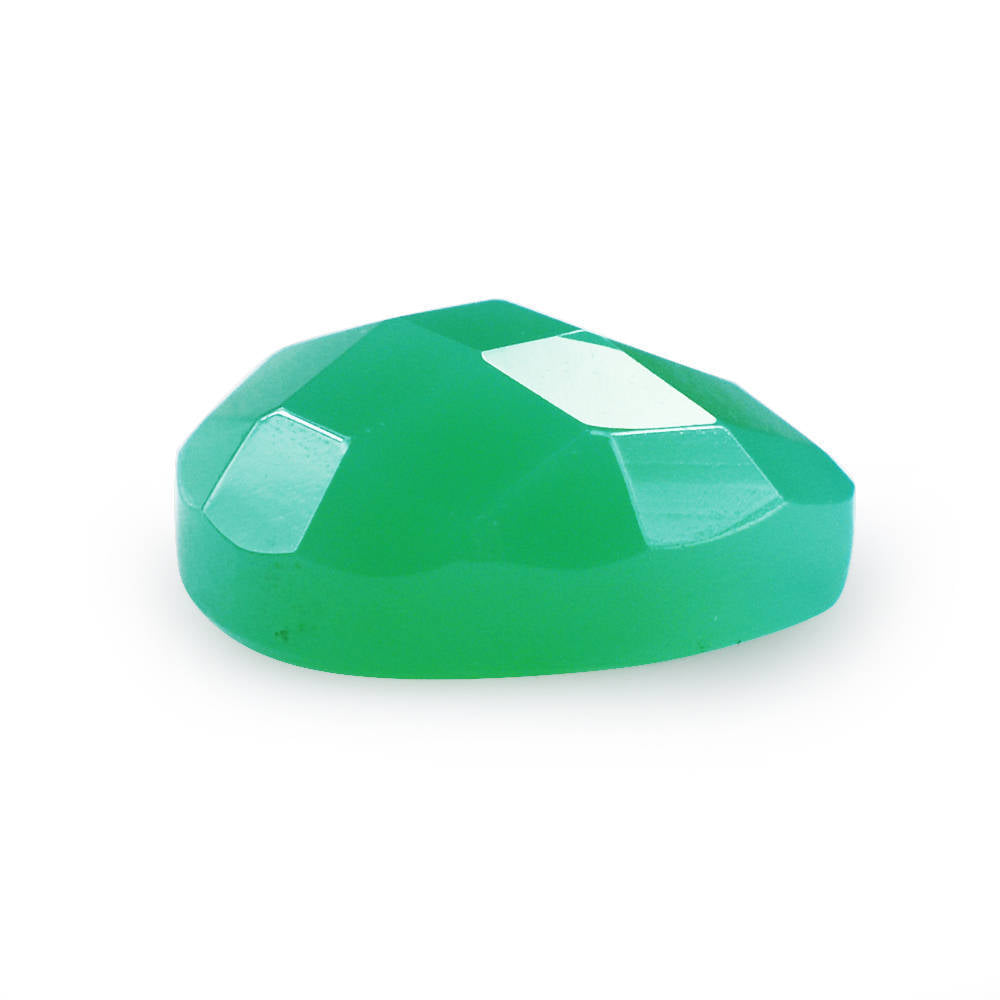 DYED CHRYSOPRASE CHALCEDONY CHECKER PEAR CAB 8X6MM 1.14 Cts.