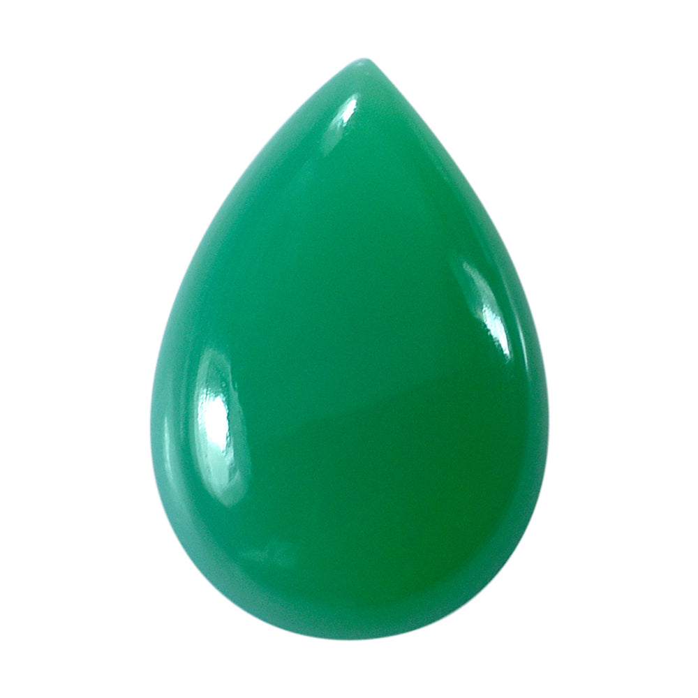 DYED CHRYSOPRASE CHALCEDONY PEAR CAB 15X10MM 4.12 Cts.