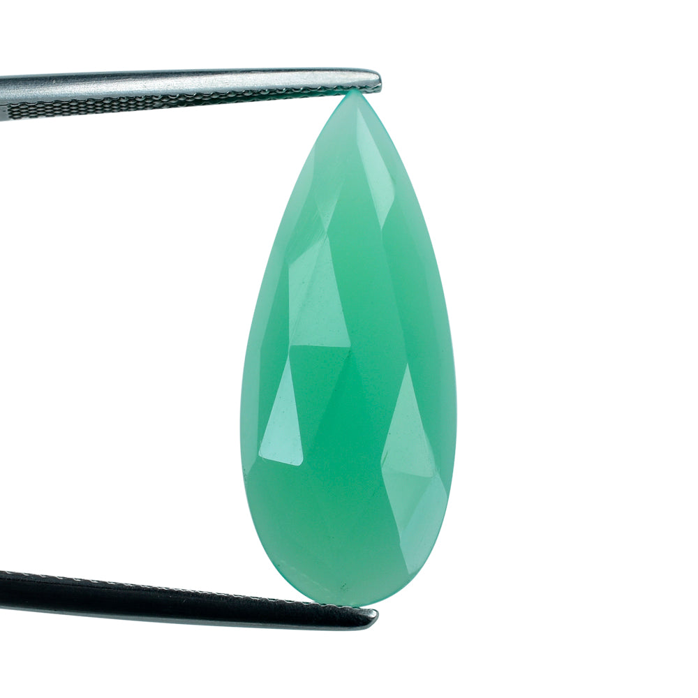 DYED CHRYSOPRASE CHALCEDONY ROSE CUT PEAR CAB 27X11MM 8.32 Cts.