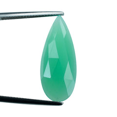 DYED CHRYSOPRASE CHALCEDONY ROSE CUT PEAR CAB 27X11MM 8.32 Cts.