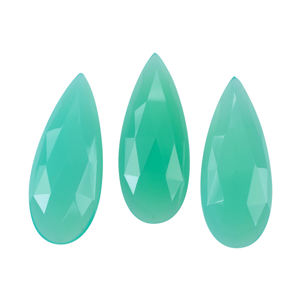 DYED CHRYSOPRASE CHALCEDONY ROSE CUT PEAR CAB 27X11MM 8.32 Cts.