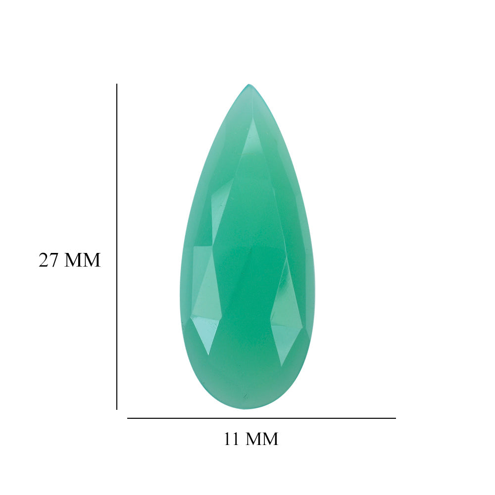 DYED CHRYSOPRASE CHALCEDONY ROSE CUT PEAR CAB 27X11MM 8.32 Cts.