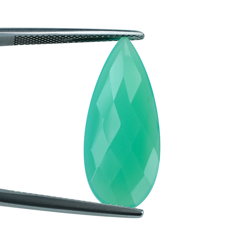 DYED CHRYSOPRASE CHALCEDONY CHECKER PEAR CAB 27X11MM 7.81 Cts.