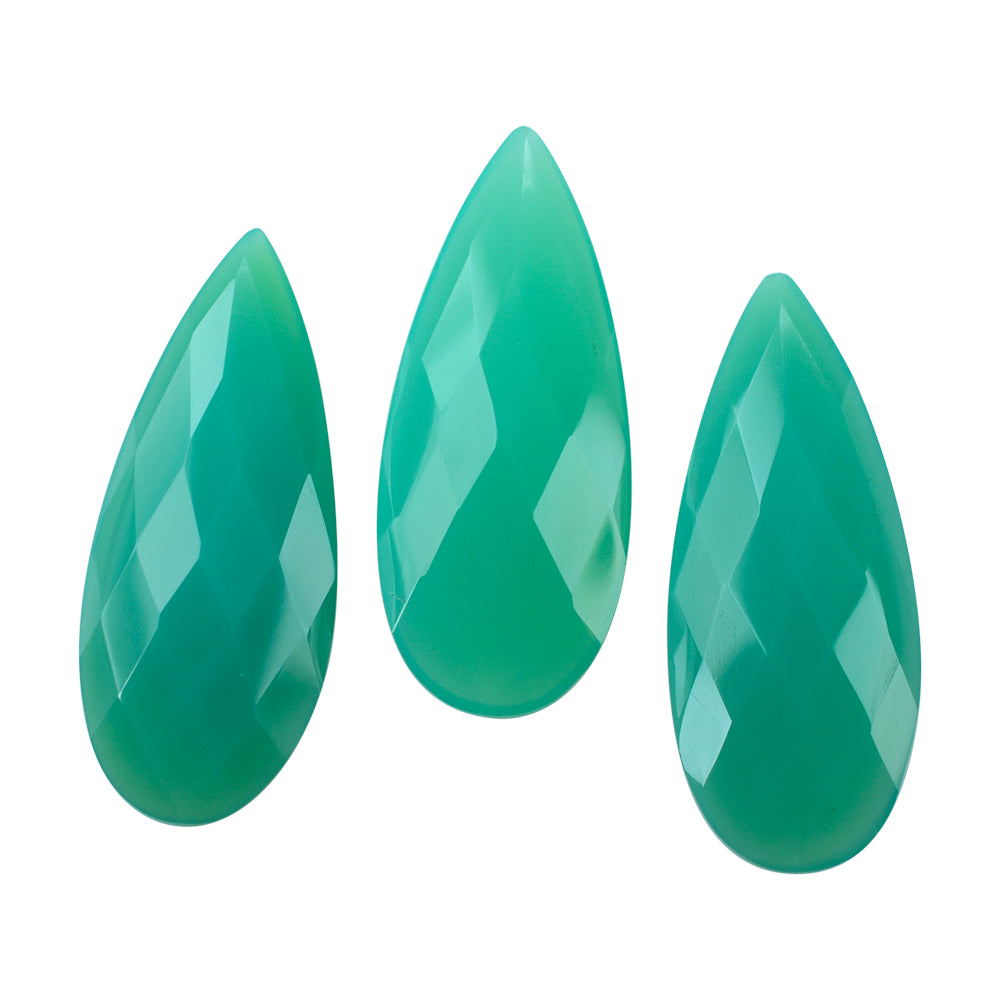 DYED CHRYSOPRASE CHALCEDONY CHECKER PEAR CAB 27X11MM 7.81 Cts.