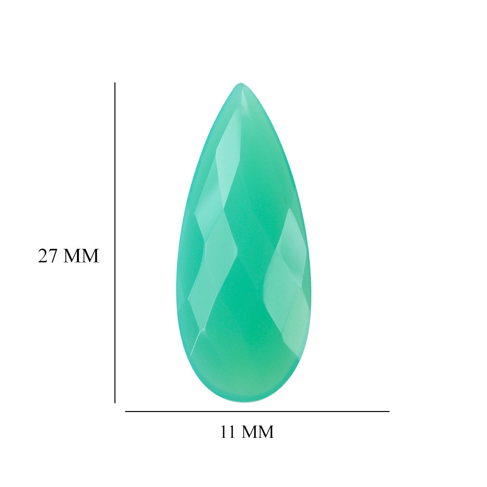 DYED CHRYSOPRASE CHALCEDONY CHECKER PEAR CAB 27X11MM 7.81 Cts.