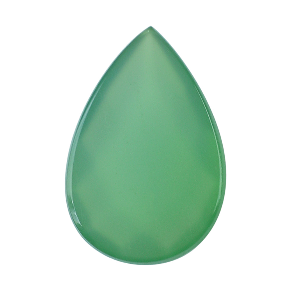 DYED CHRYSOPRASE CHALCEDONY CHECKER PEAR CAB 12X8MM 2.19 Cts.