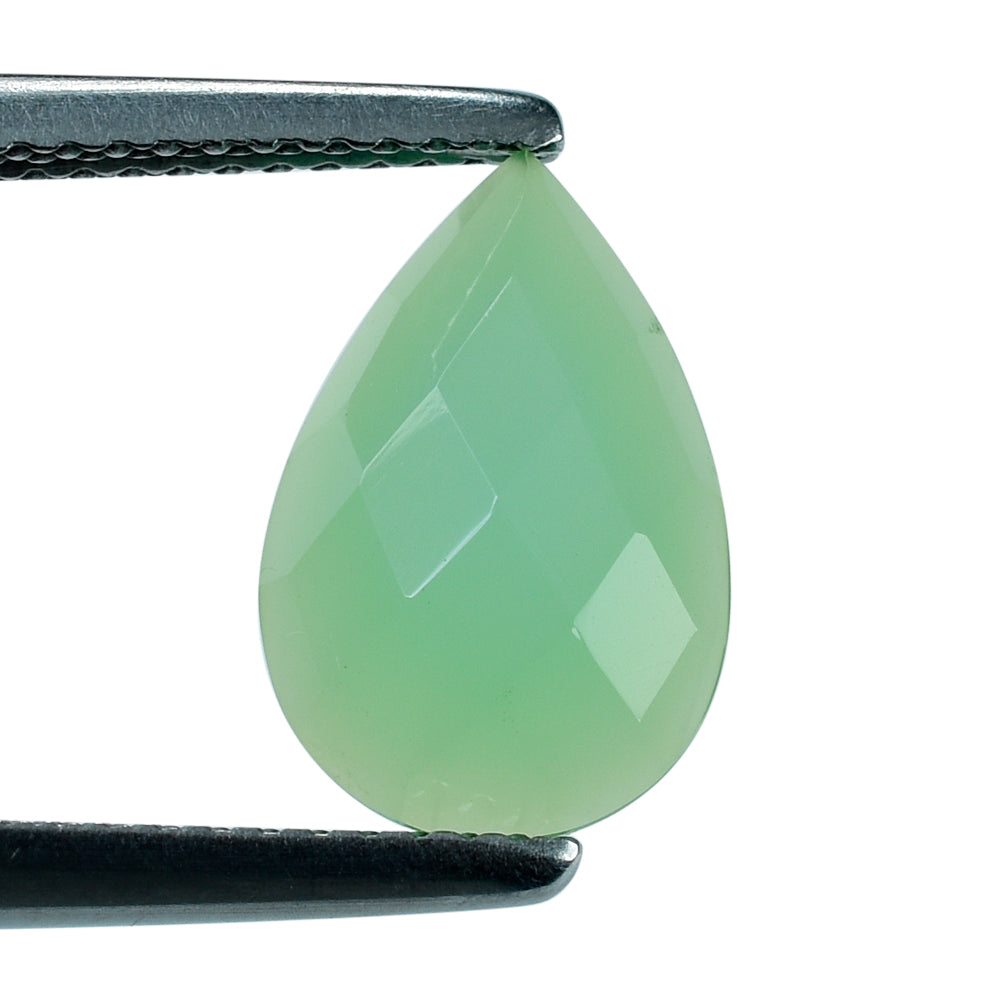 DYED CHRYSOPRASE CHALCEDONY CHECKER PEAR CAB 12X8MM 2.19 Cts.
