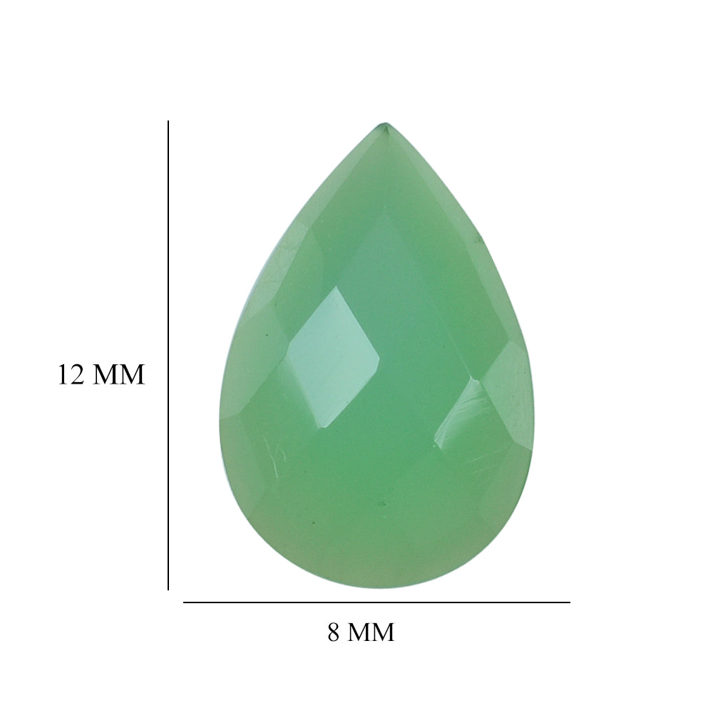DYED CHRYSOPRASE CHALCEDONY CHECKER PEAR CAB 12X8MM 2.19 Cts.