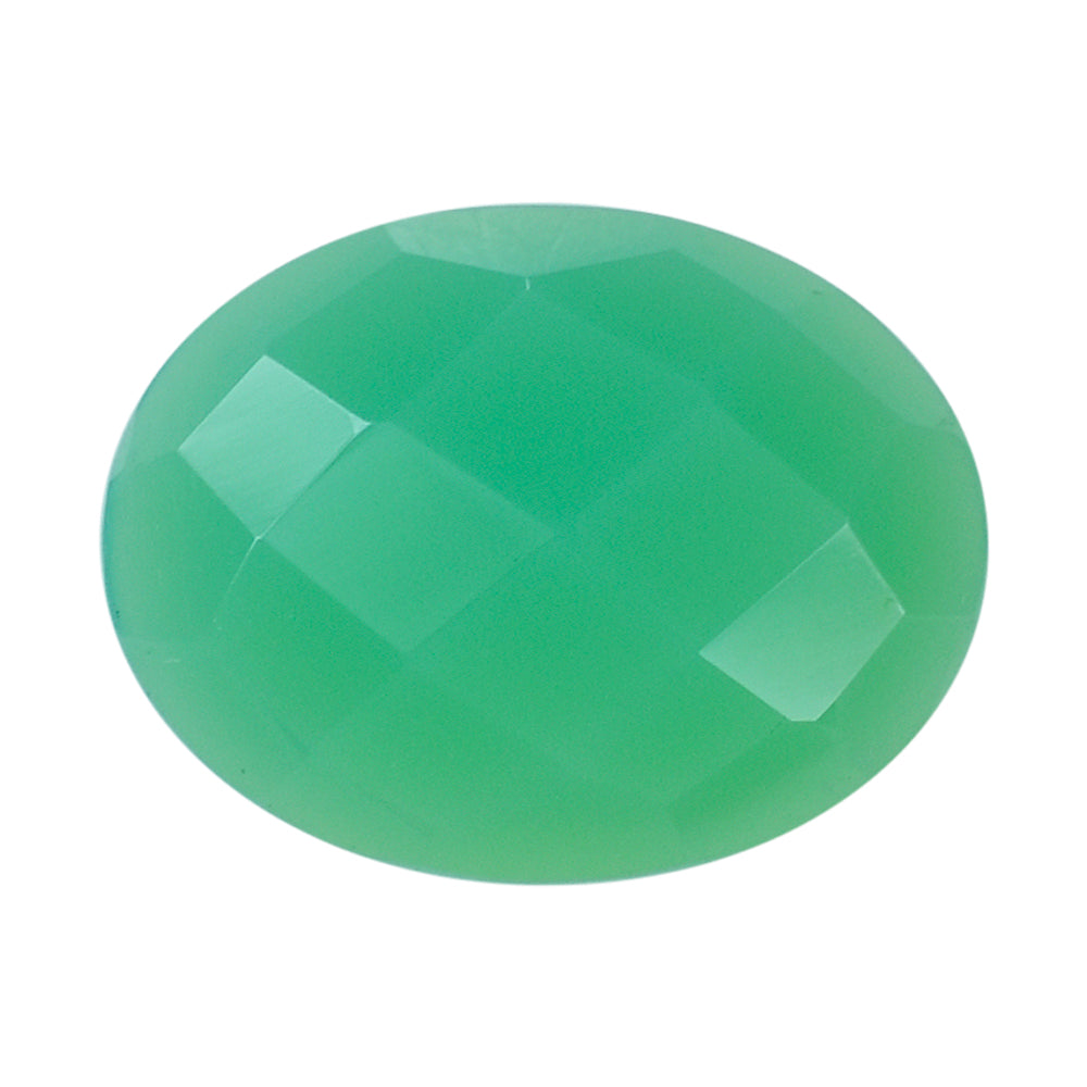 DYED CHRYSOPRASE CHALCEDONY CHECKER OVAL CAB 13X10M 3.29 Cts.