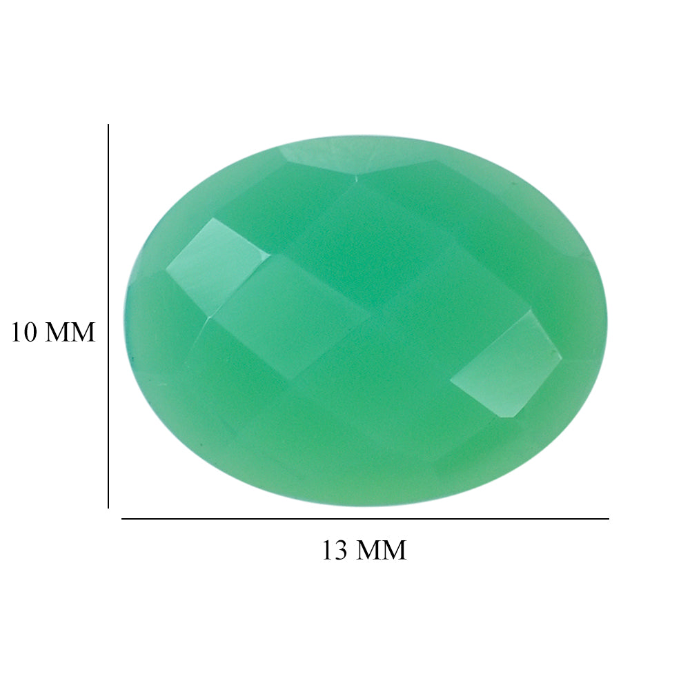DYED CHRYSOPRASE CHALCEDONY CHECKER OVAL CAB 13X10M 3.29 Cts.