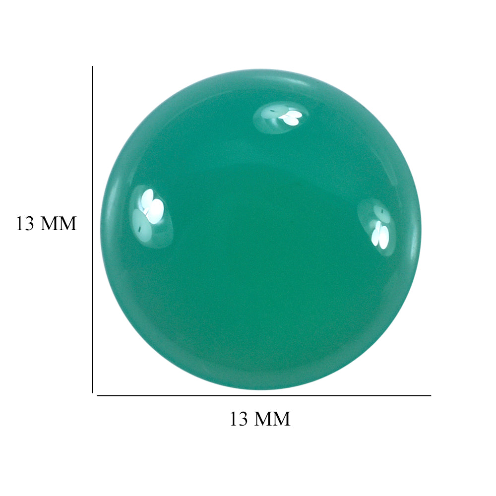 DYED CHRYSOPRASE CHALCEDONY ROUND CAB 13MM 4.80 Cts.