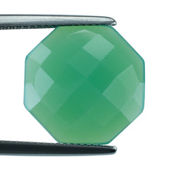 DYED CHRYSOPRASE CHALCEDONY CHECKER CAB OCTAGON 15MM 5.80 Cts.