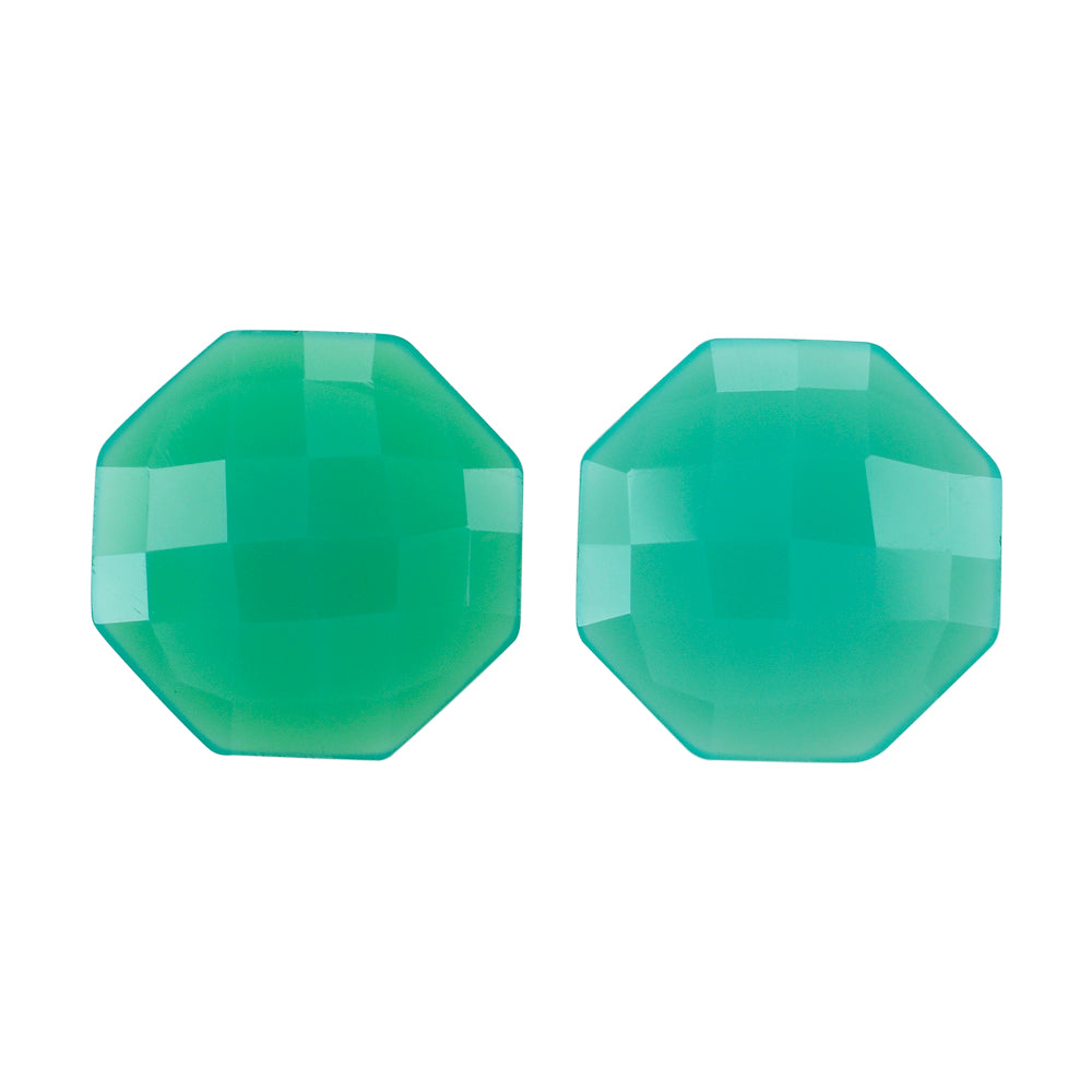 DYED CHRYSOPRASE CHALCEDONY CHECKER CAB OCTAGON 15MM 5.80 Cts.
