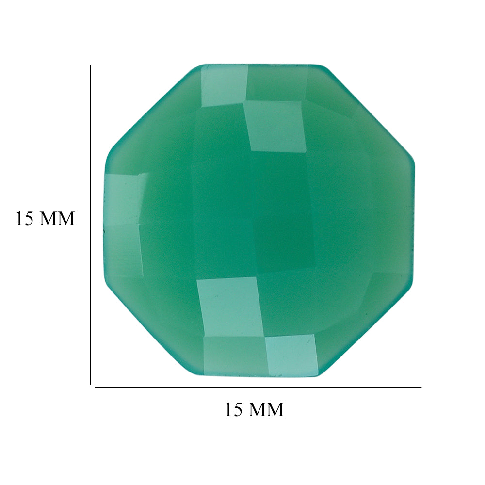 DYED CHRYSOPRASE CHALCEDONY CHECKER CAB OCTAGON 15MM 5.80 Cts.