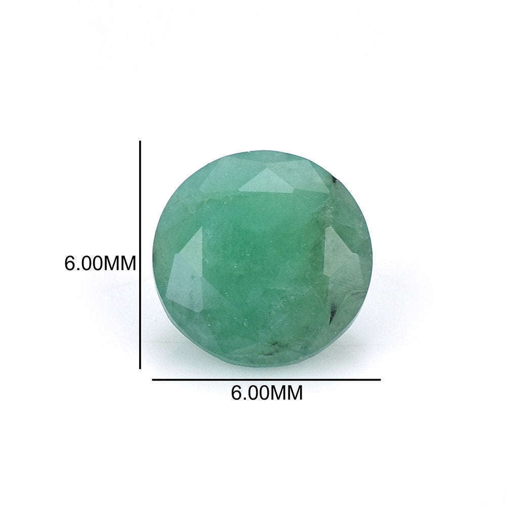 EMERALD STEP CUT ROUND (MEDIUM/WITH SOME BLACK SPOTS) 6.00X6.00 MM 0.72 Cts.