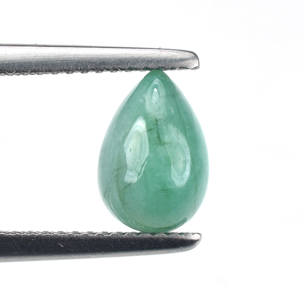 EMERALD PLAIN CAB PEAR (MEDIUM/WITH SOME BLACK SPOTS) 9.50X6.50 MM 1.65 Cts.