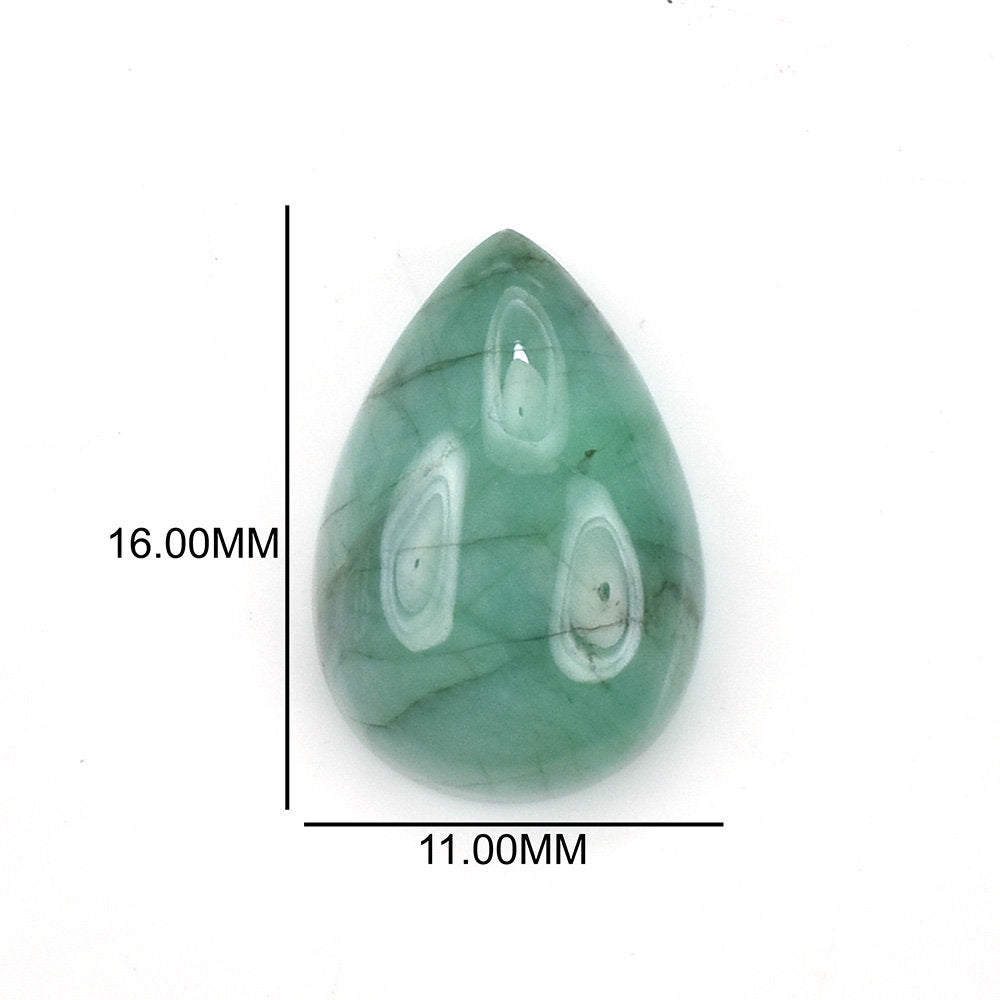EMERALD PLAIN CAB PEAR (MEDIUM/WITH SOME BLACK SPOTS) 16.00X11.00 MM 7.25 Cts.