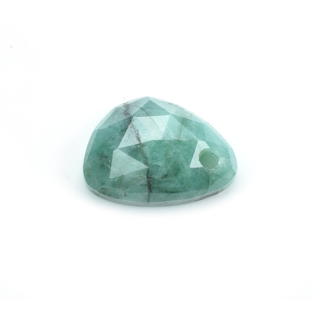 EMERALD ROSE CUT PEARISH CAB (DARK/OPAQUE WITH SOME BLACK SPOTS) 12.00X8.50 MM 3.81 Cts.