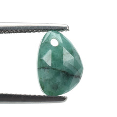EMERALD ROSE CUT PEARISH CAB (DARK/OPAQUE WITH SOME BLACK SPOTS) 12.00X8.50 MM 3.81 Cts.