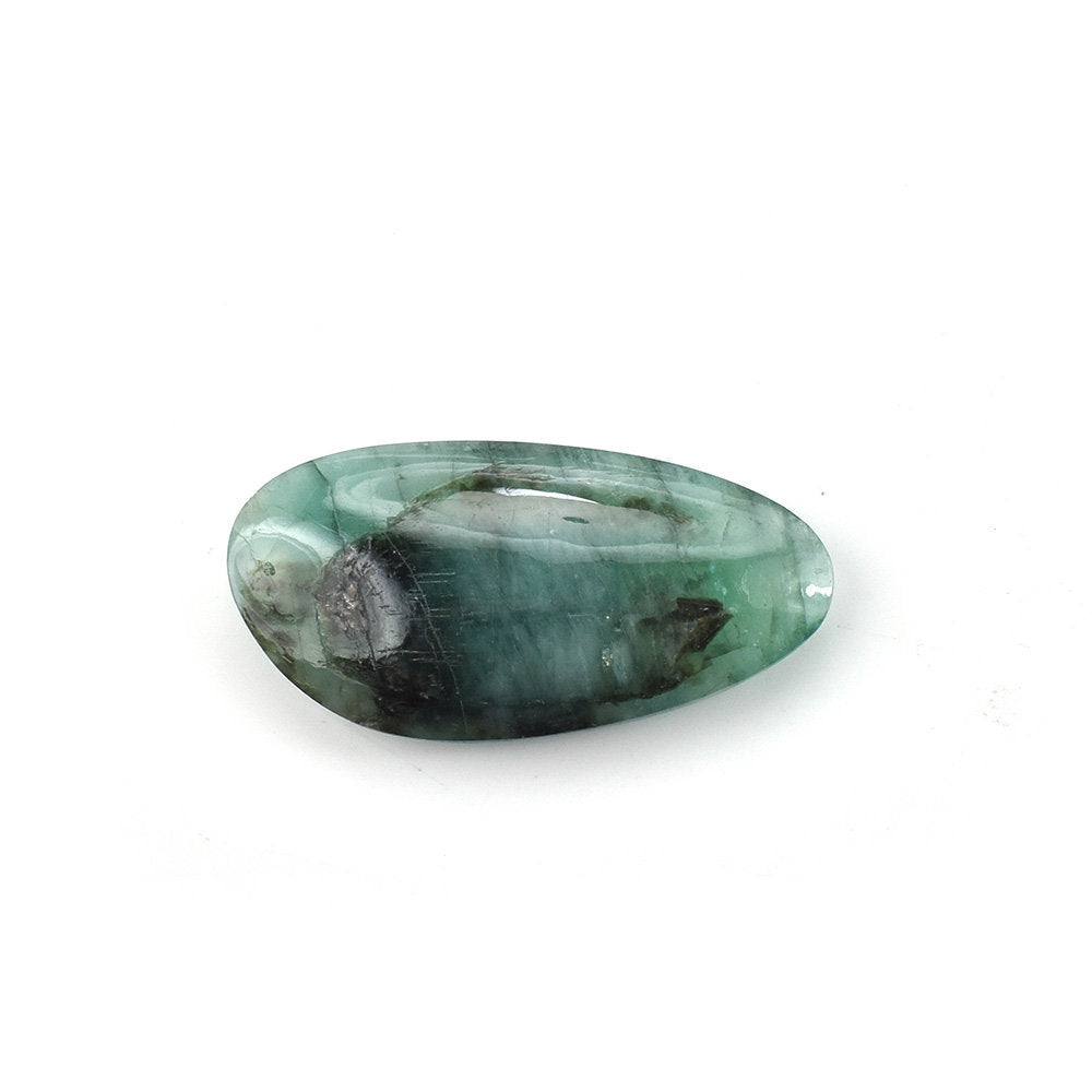 EMERALD PLAIN LENTIL PEARISH (DARK/MANY BLACK SPOTS) 22.00X11.00 MM 6.90 Cts.
