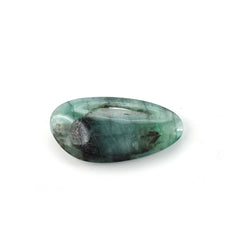 EMERALD PLAIN LENTIL PEARISH (DARK/MANY BLACK SPOTS) 22.00X11.00 MM 6.90 Cts.