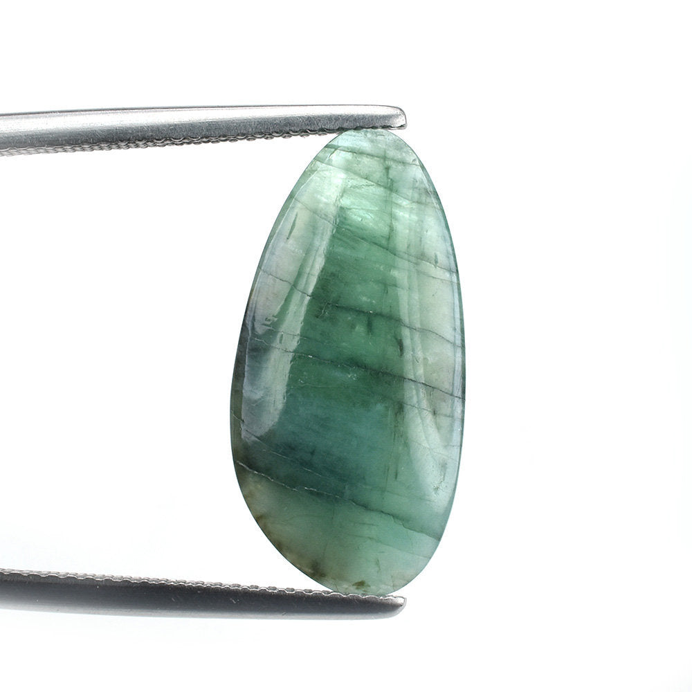EMERALD PLAIN LENTIL PEARISH (DARK/MANY BLACK SPOTS) 22.00X11.00 MM 6.90 Cts.