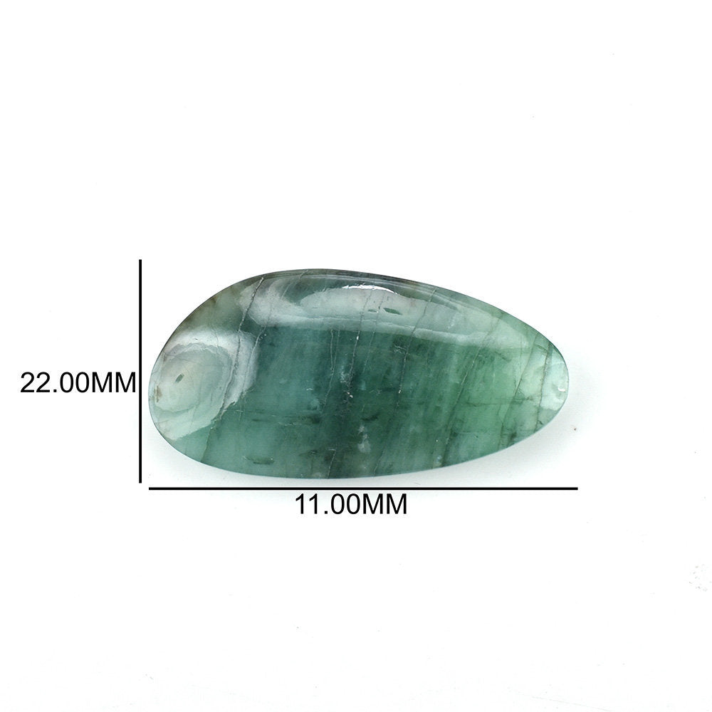 EMERALD PLAIN LENTIL PEARISH (DARK/MANY BLACK SPOTS) 22.00X11.00 MM 6.90 Cts.