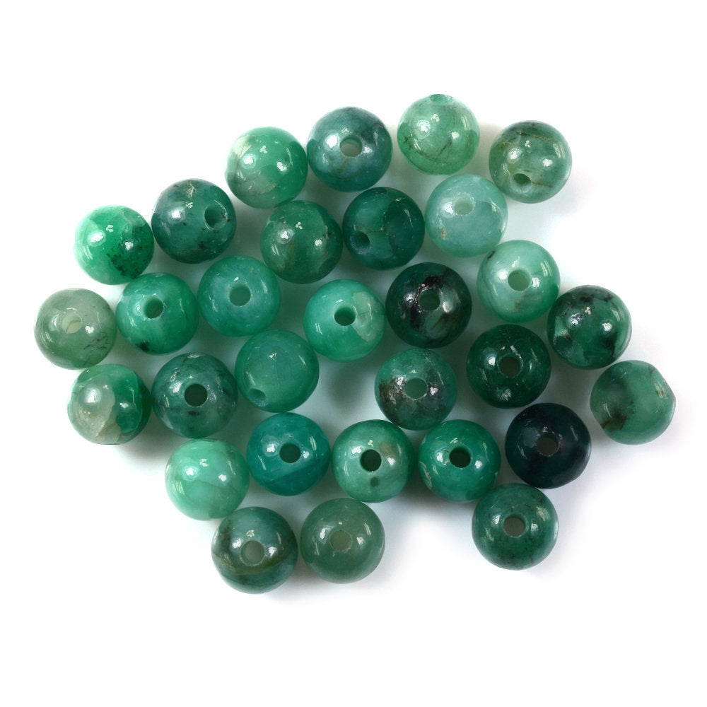 EMERALD PLAIN ROUND BALLS (FULL DRILL 1.50MM)6MM 1.44 Cts.