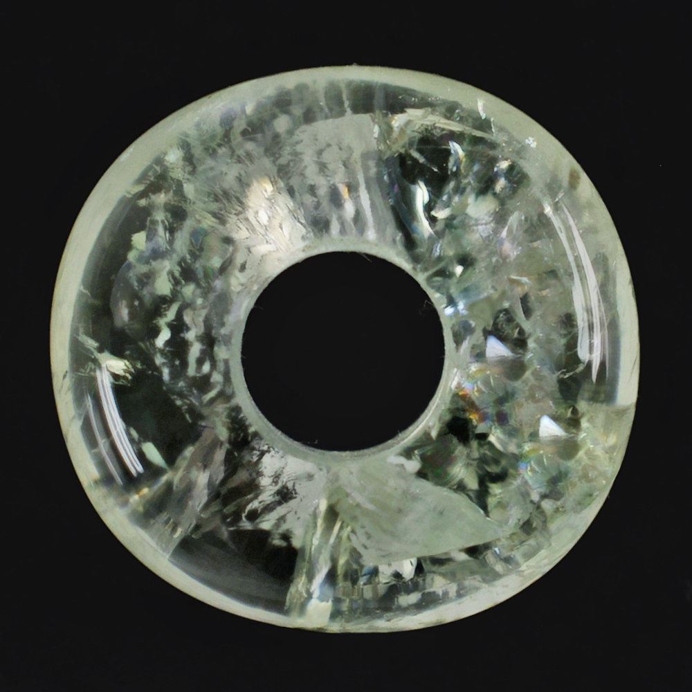 GREEN AMETHYST ORGANIC ROUND BEADS (SI/HI) (DES#155) 14MM 9.92 Cts.