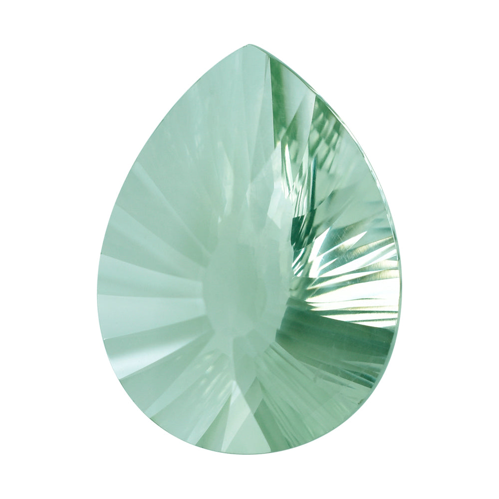 GREEN AMEHTYST CONCAVE BRIOLETTE PEAR (DES#14) 20X15MM 11.30 Cts.