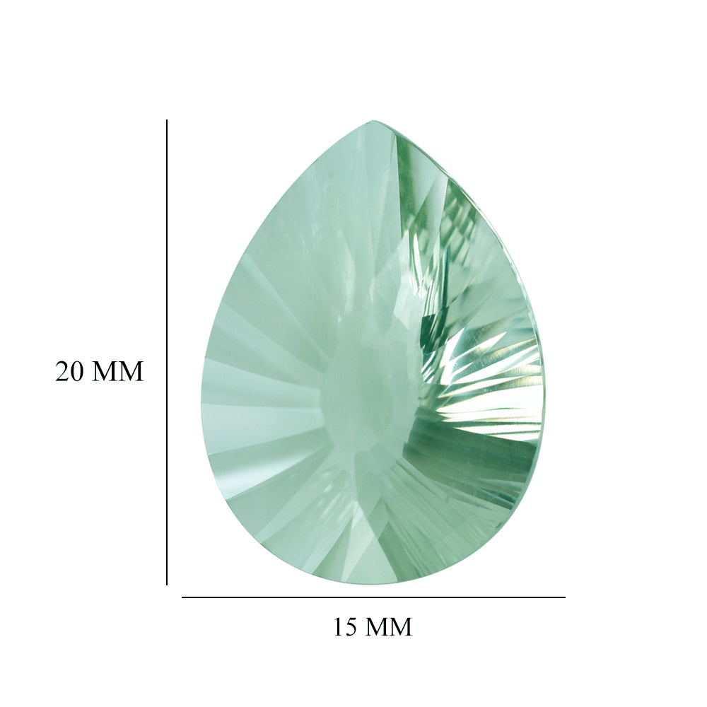 GREEN AMEHTYST CONCAVE BRIOLETTE PEAR (DES#14) 20X15MM 11.30 Cts.