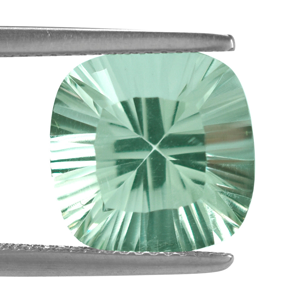 GREEN AMEHTYST CONCAVE CUT CUSHION (DES#71) 12MM 6.47 Cts.